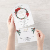 Einfache klassische Weihnachtsfeier Moderne Hochze All In One Einladung (Abreißen)