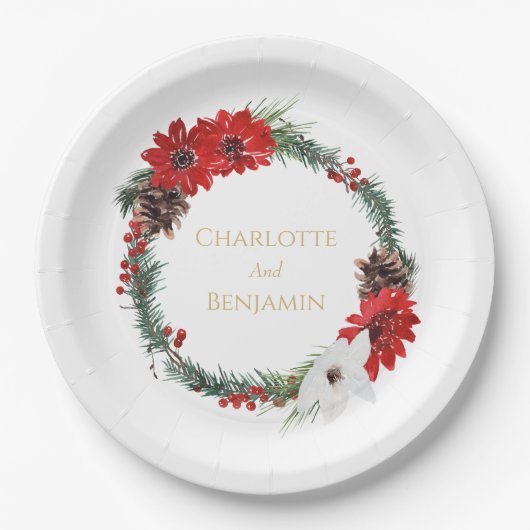 Einfache klassische Weihnachtsfeier Pappteller (Vorderseite)