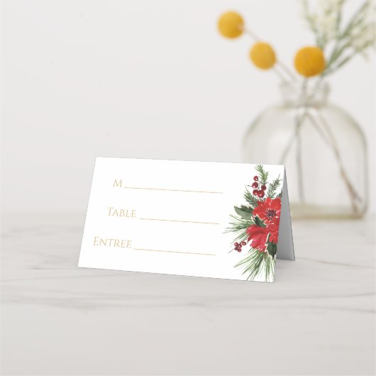 Einfache klassische Weihnachtsfeier Platzkarte (Vorderseite)