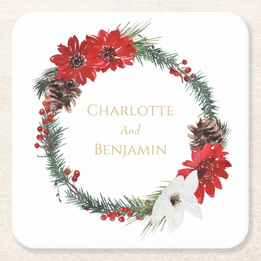 Einfache klassische Weihnachtsfeier Rechteckiger Pappuntersetzer (Vorderseite)