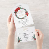 Einfache klassische Weihnachtsfeier UAWG Wedding All In One Einladung (Abreißen)