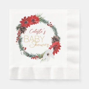 Einfache klassische Weihnachtsweiße Baby Shower Se Serviette