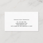 Einfache klassische weiße, minimalistische Visiten Visitenkarte (Rückseite)
