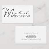 Einfache klassische weiße, minimalistische Visiten Visitenkarte (Vorne/Hinten)