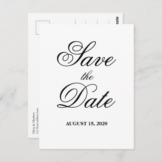 Einfache klassische weiße und schwarze Hochzeit Si Postkarte (Vorne/Hinten)