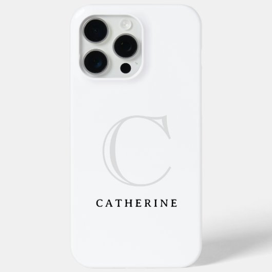Einfache klassische White Script Monogram Case-Mat Case-Mate iPhone Hülle (Rückseite)
