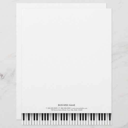 Einfache Klavier-Schwarz-Weiß-Kegel Letterhead Briefkopf (Vorne/Hinten)