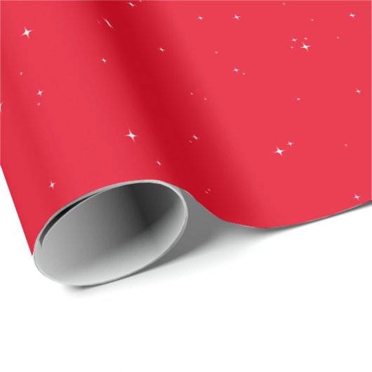 Einfache kleine Sterne Roter Weihnachtsfeiertag Geschenkpapier (Rolleneckpunkt)