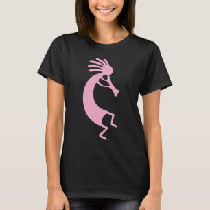 Einfache Kokopelli-Zeichnung in Rosa T-Shirt