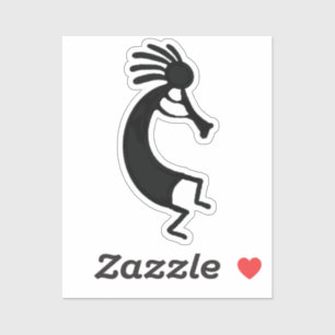 Einfache Kokopelli-Zeichnung in Schwarz Aufkleber
