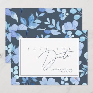 Einfache königblaue Wildblumen-Hochzeit - Save The Date