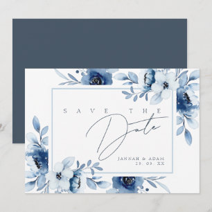 Einfache königliche blaue Opulenz Blumen Hochzeit  Save The Date