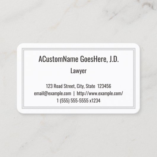Einfache, konservative Anwaltskarte Visitenkarte (Vorderseite)