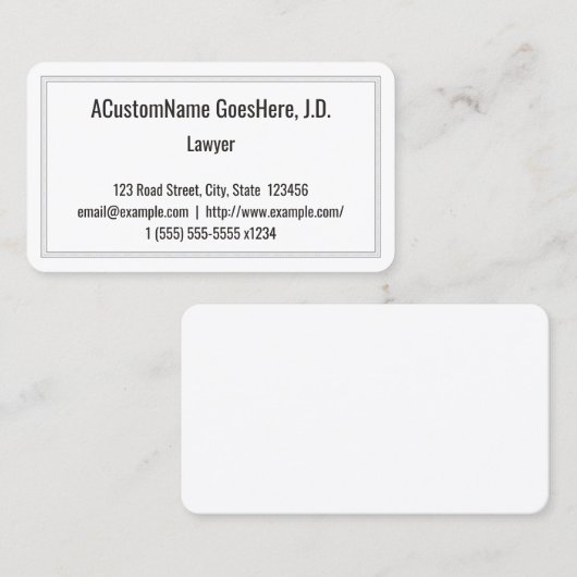 Einfache, konservative Anwaltskarte Visitenkarte (Vorne/Hinten)