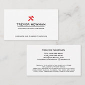 Einfache Konstruktion Handyman Carpenter RED Tools Visitenkarte (Vorne/Hinten)