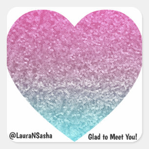 Einfache Kontaktsticker mit den Herz-Glitzer Quadratischer Aufkleber