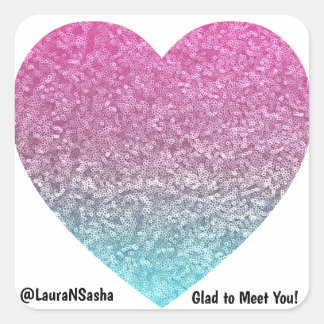 Einfache Kontaktsticker mit den Herz-Glitzer Quadratischer Aufkleber