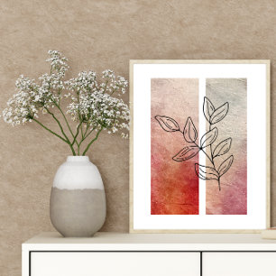 Einfache Kontur der Leaf Art Poster