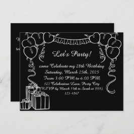 Einfache Kontur Einladung Geburtstag Postkarte