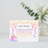 Einfache Kontur Einladung Geburtstag Postkarte (Stehend Vorderseite)