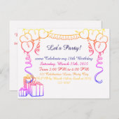 Einfache Kontur Einladung Geburtstag Postkarte (Vorne/Hinten)