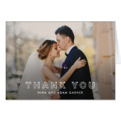 Einfache Kontur Hochzeit Dankeschön-Karte (Vorderseite (Horizontal))