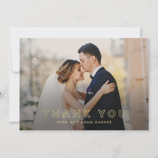 Einfache Kontur Hochzeit Vielen Dank Card Imitats Dankeskarte (Vorderseite)