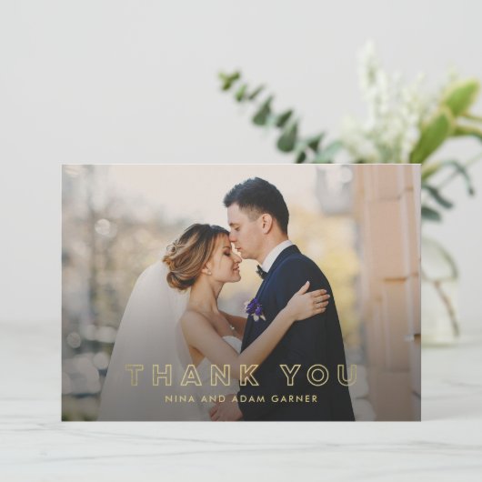 Einfache Kontur Hochzeit Vielen Dank Card Imitats Dankeskarte (Stehend Vorderseite)