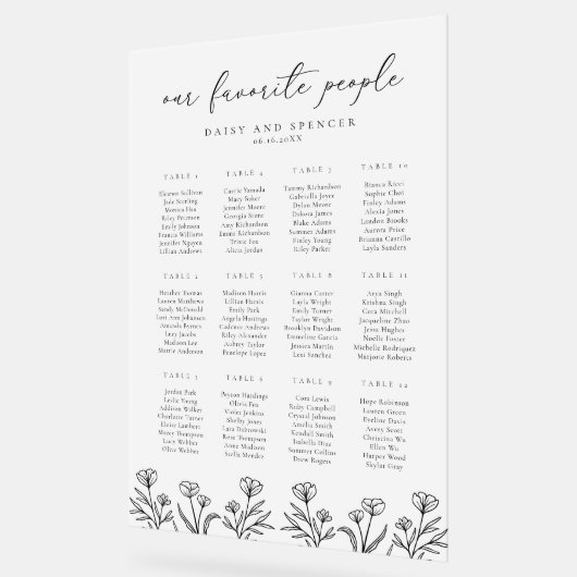 Einfache Kontur mit Blumenmuster Mattierte Sitzplä Acrylschild (Winkel)