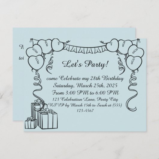 Einfache Kontur zum Geburtstag Postkarte (Vorne/Hinten)