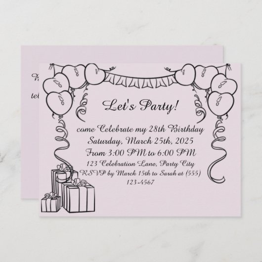 Einfache Kontur zum Geburtstag Postkarte (Vorne/Hinten)