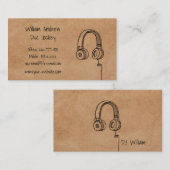 Einfache Kopfhörer Doodle DJ Imitate Textur Visitenkarte (Vorne/Hinten)
