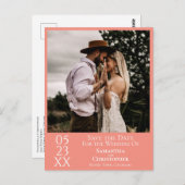 Einfache Koralle oder Lachs Hochzeit Sichern Sie d Postkarte (Vorne/Hinten)