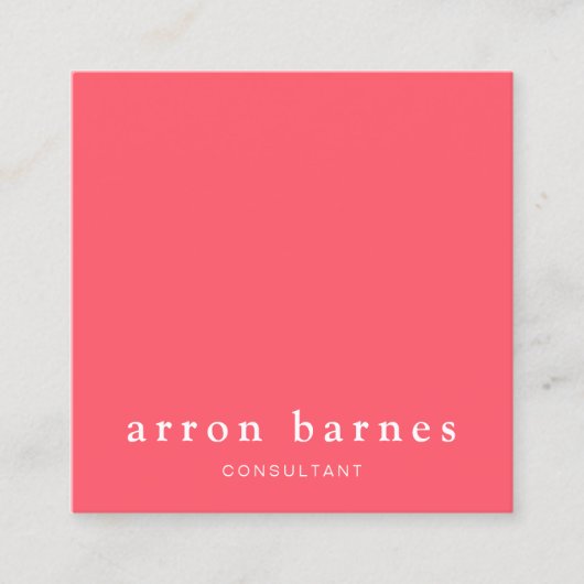 Einfache Korallen Modernes Berufliches Minimalisti Quadratische Visitenkarte (Vorderseite)