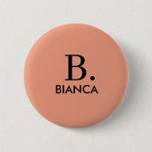 Einfache Korallenrosa-Minimalmonogramm Button (Vorderseite)