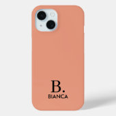 Einfache Korallenrosa-Minimalmonogramm Case-Mate iPhone Hülle (Rückseite)