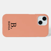 Einfache Korallenrosa-Minimalmonogramm Case-Mate iPhone Hülle (Rückseite (Horizontal))