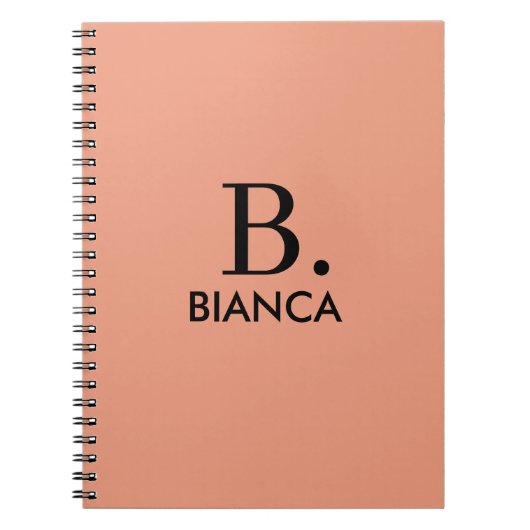 Einfache Korallenrosa-Minimalmonogramm Notizblock (Vorderseite)