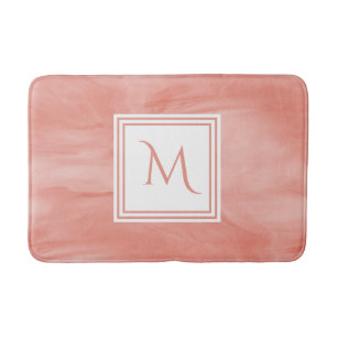 Einfache Korallenrosa Subtile Marmor Modernes Mono Badematte