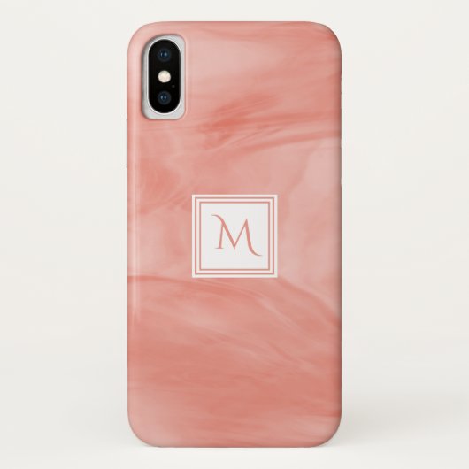 Einfache Korallenrosa Subtile Marmor Modernes Mono Case-Mate iPhone Hülle (Rückseite)