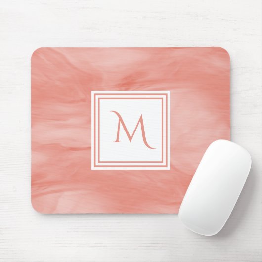 Einfache Korallenrosa Subtile Marmor Modernes Mono Mousepad (Mit Mouse)