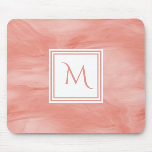Einfache Korallenrosa Subtile Marmor Modernes Mono Mousepad (Vorne)
