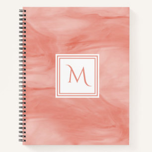 Einfache Korallenrosa Subtile Marmor Modernes Mono Notizbuch