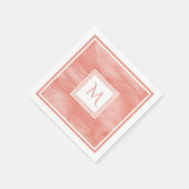 Einfache Korallenrosa Subtile Marmor Modernes Mono Serviette (Ecke)