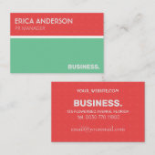 Einfache Korallenrosa und Minzgrün minimalistische Visitenkarte (Vorne/Hinten)