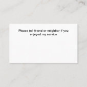 Einfache, kostengünstige Hagekarten Visitenkarte (Rückseite)