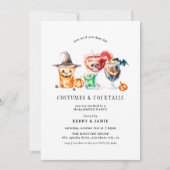 Einfache Kostüme und Cocktails Halloween-Party Einladung (Vorderseite)