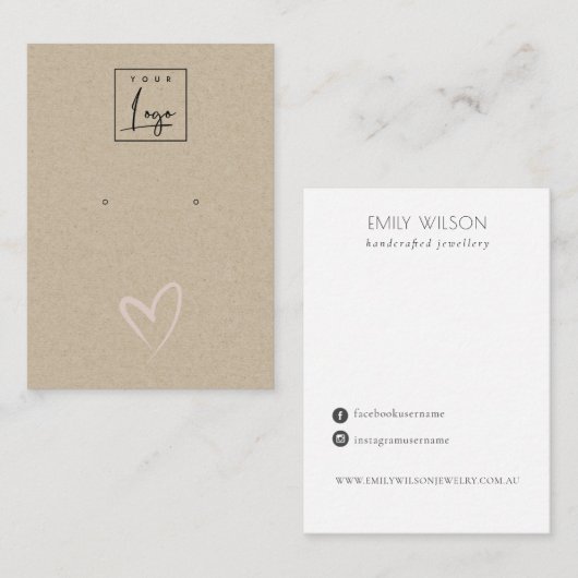 Einfache Kraft-Blush-Herz-Stuhl-Logo-Anzeige Visitenkarte (Vorne/Hinten)