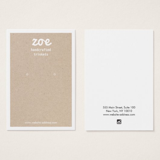 Einfache Kraft Earring Display Card (Vorne & Hinten)