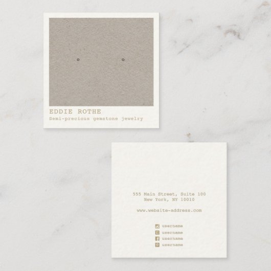 Einfache Kraft Earring Juwelenanzeige Quadratische Visitenkarte (Vorne/Hinten)